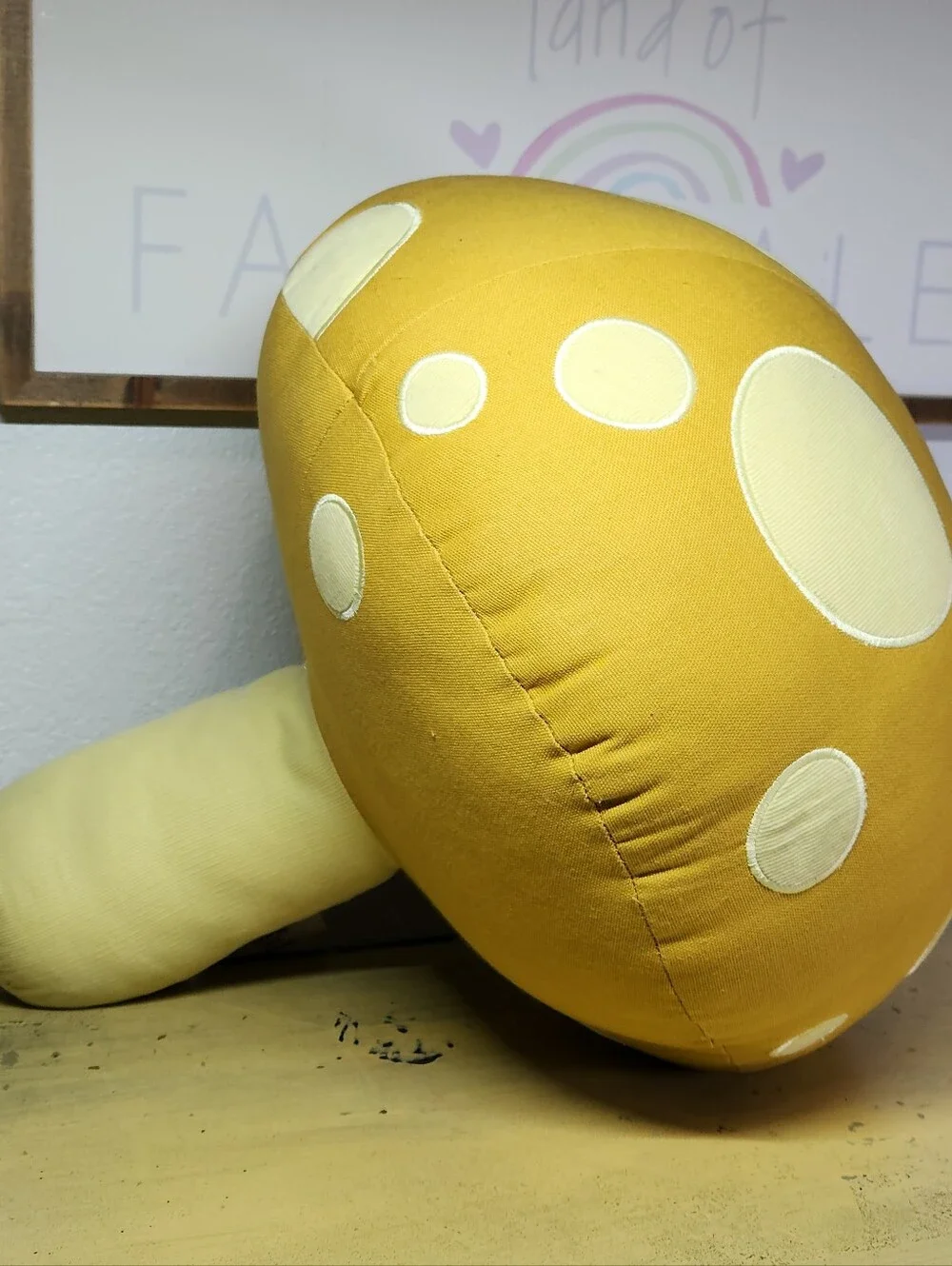 Kid Made Modern Yellow Polka Dot Mushroom Plush Pillow - 18